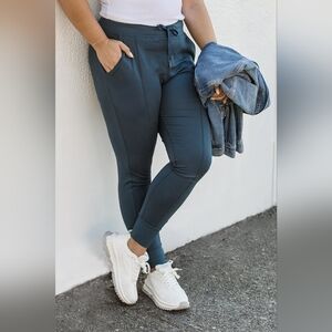 GAIAM Slim High-Rise Teal-Blue Jogger Pants